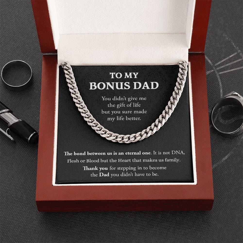 To My Bonus Dad | Thank You - Cuban Link Chain