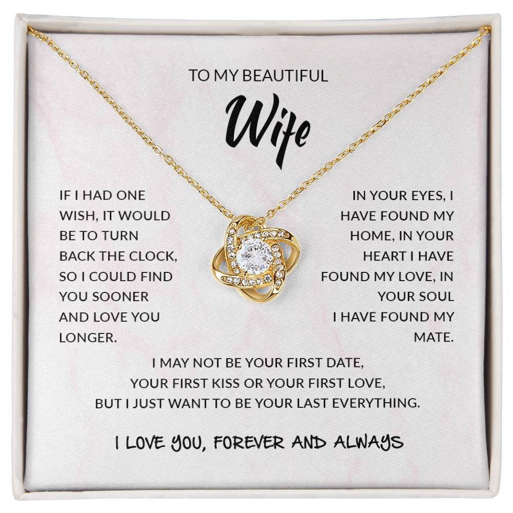 To My Beautiful Wife | I Love You, Forever & Always - Love Knot Necklace