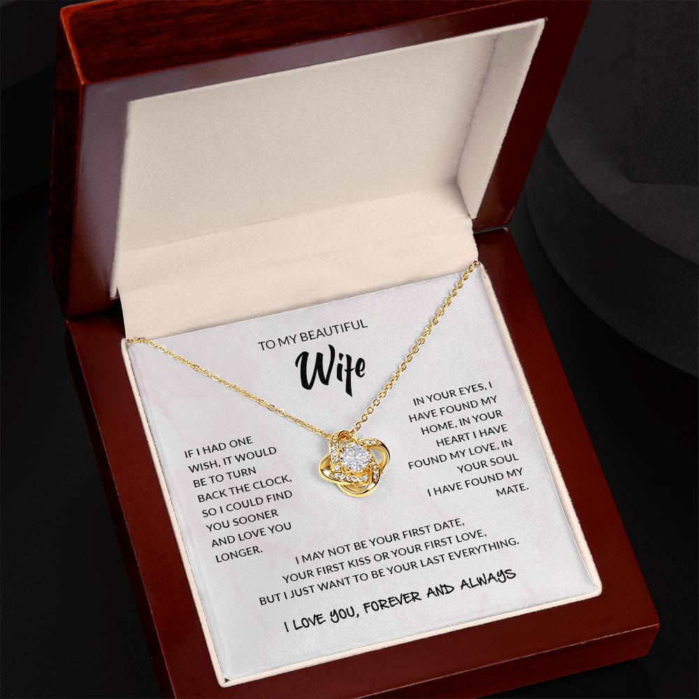 To My Beautiful Wife | I Love You, Forever & Always - Love Knot Necklace